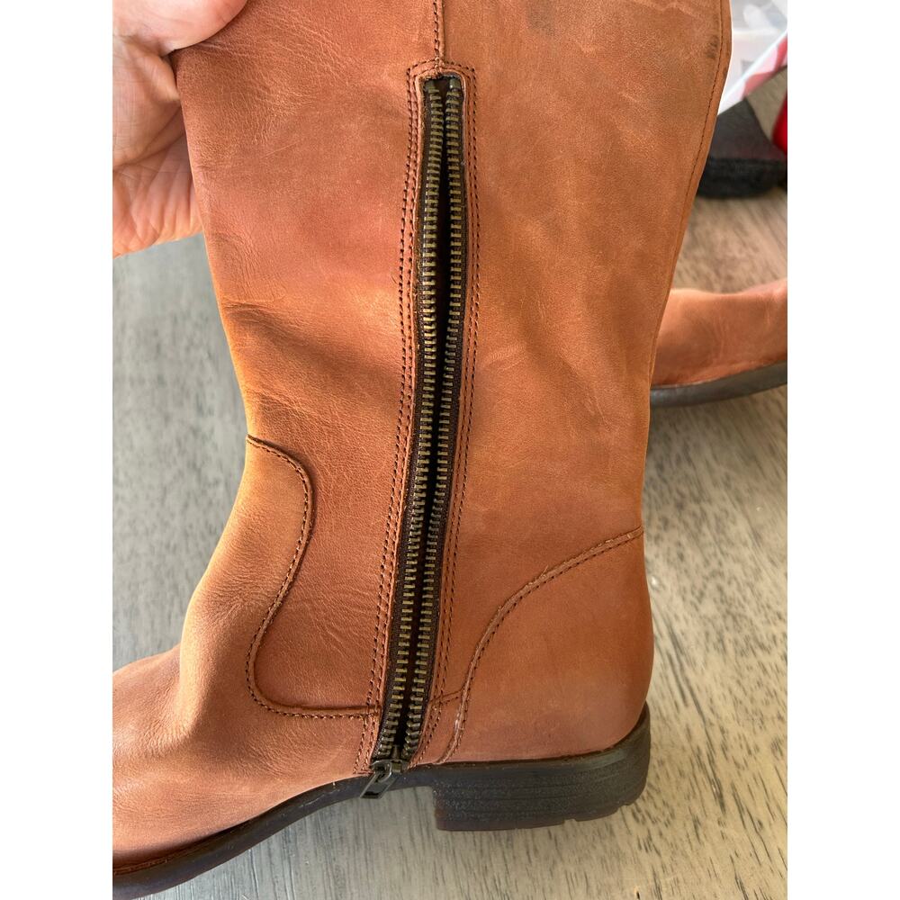 Born Shaunie Cognac Italian Leather Riding Boot Wide Calf - 7 1/2 - Picture 3 of 7